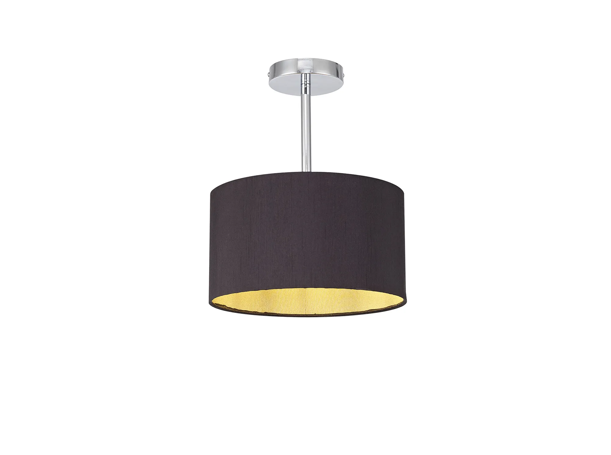DK0083  Baymont 30cm Semi Flush 1 Light Polished Chrome, Midnight Black/Green Olive